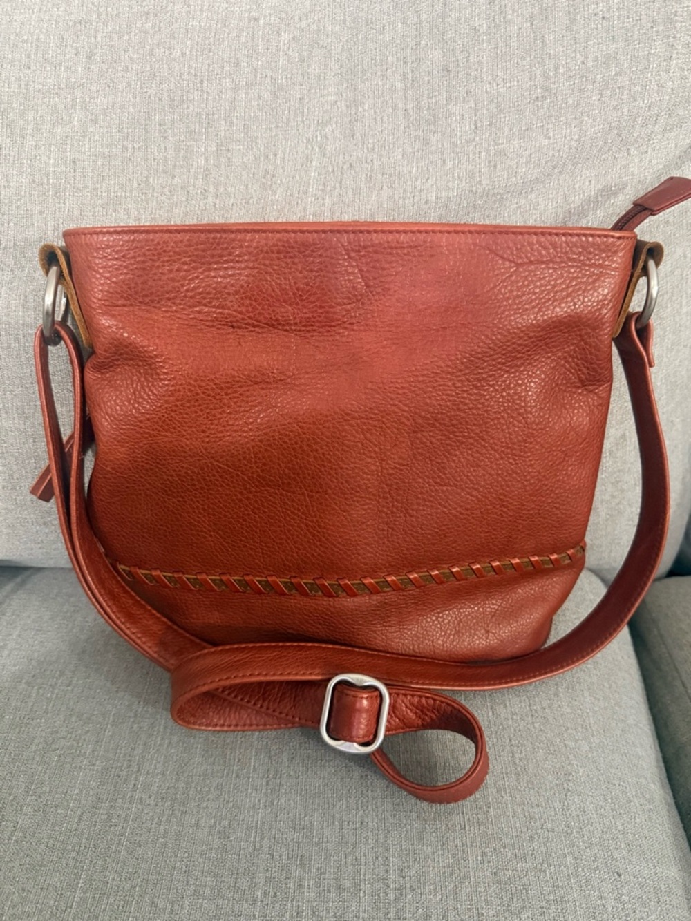 Osgoode Marley Classic‎ Red Leather Braided Accent Crossbody Bag - Picture 13 of 14